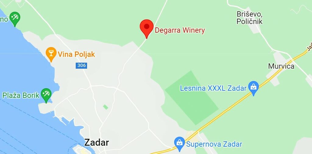 Location Degarra Winery near Zadar